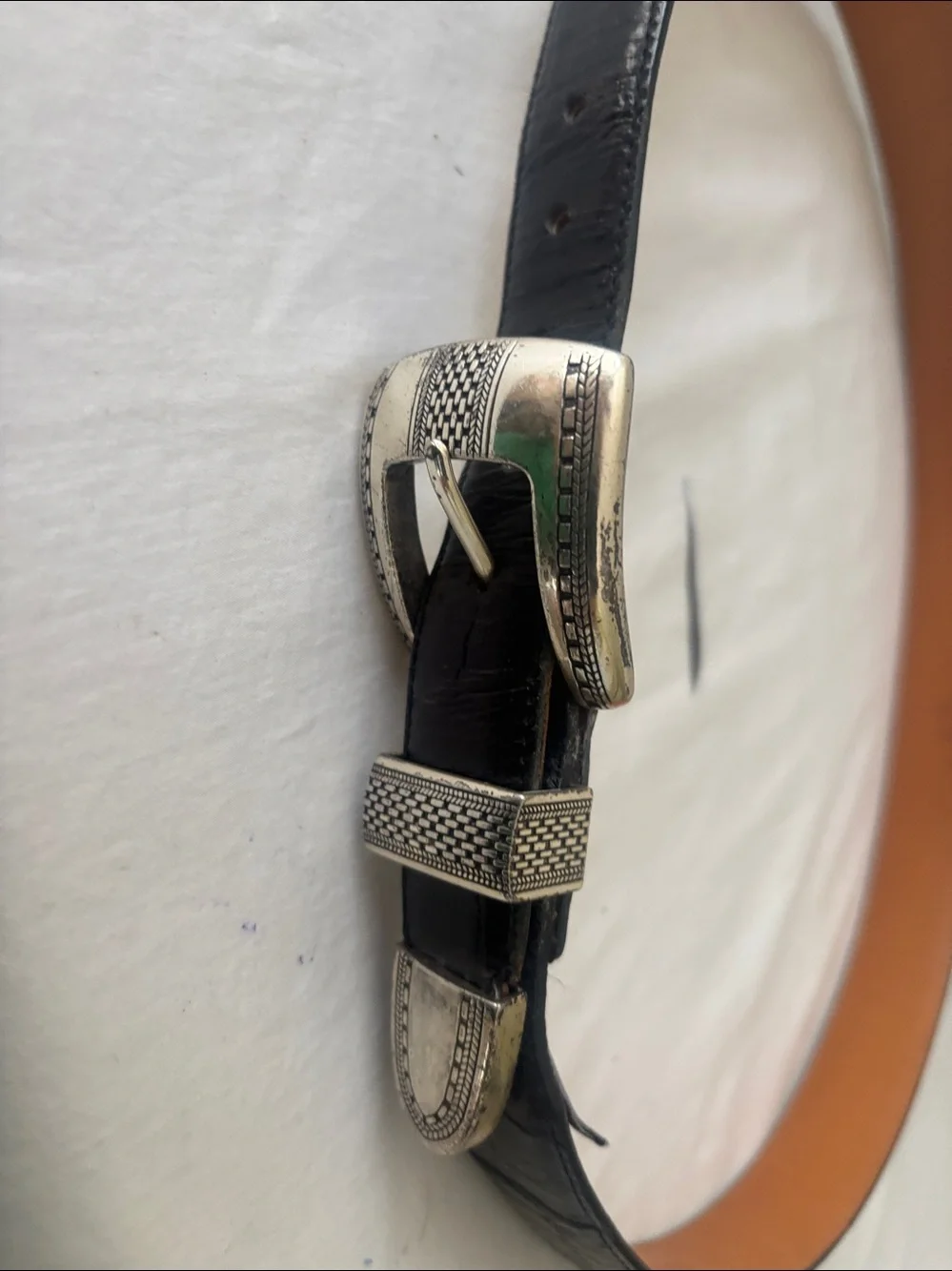 Onyx Black and Brown Leather Strap with Silver Accent Brighton Year 1993